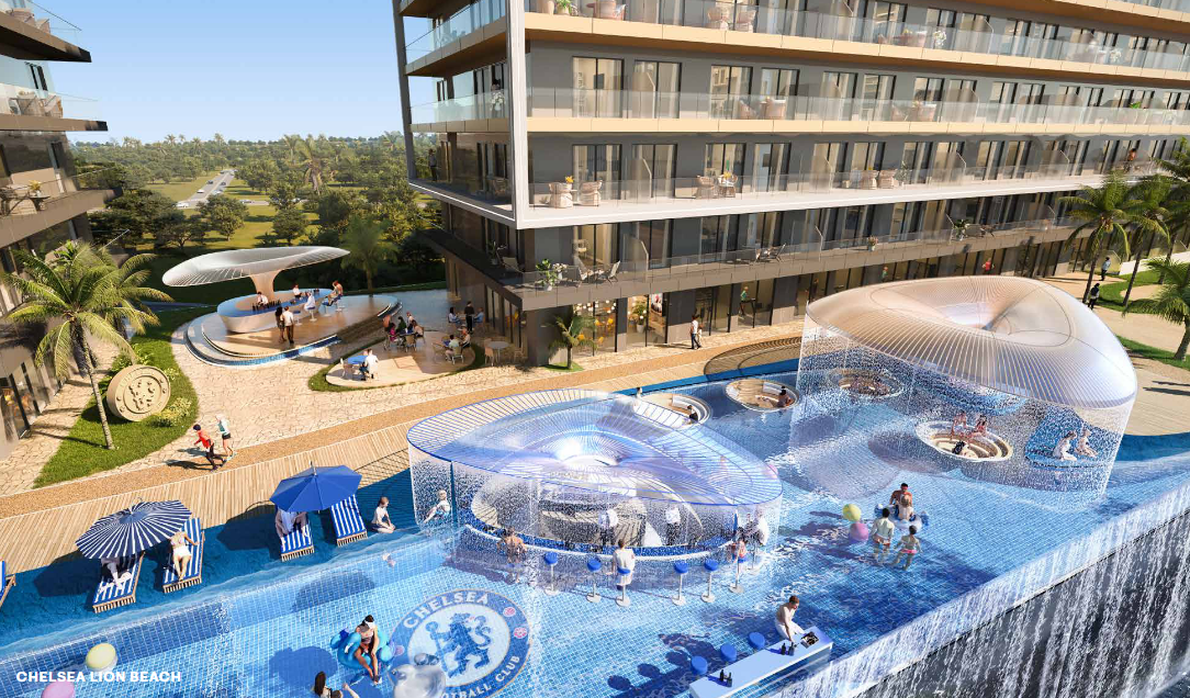 Chelsea Lion Beach pool with Chelsea FC branding